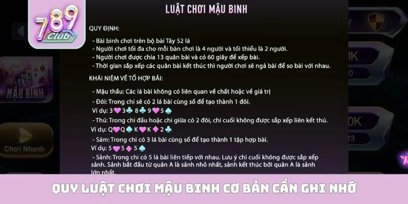 Mậu Binh 789Club - Thách Thức Tư Duy Chiến Thuật Đỉnh Cao Quy luật chơi Mậu Binh cơ bản cần ghi nhớ